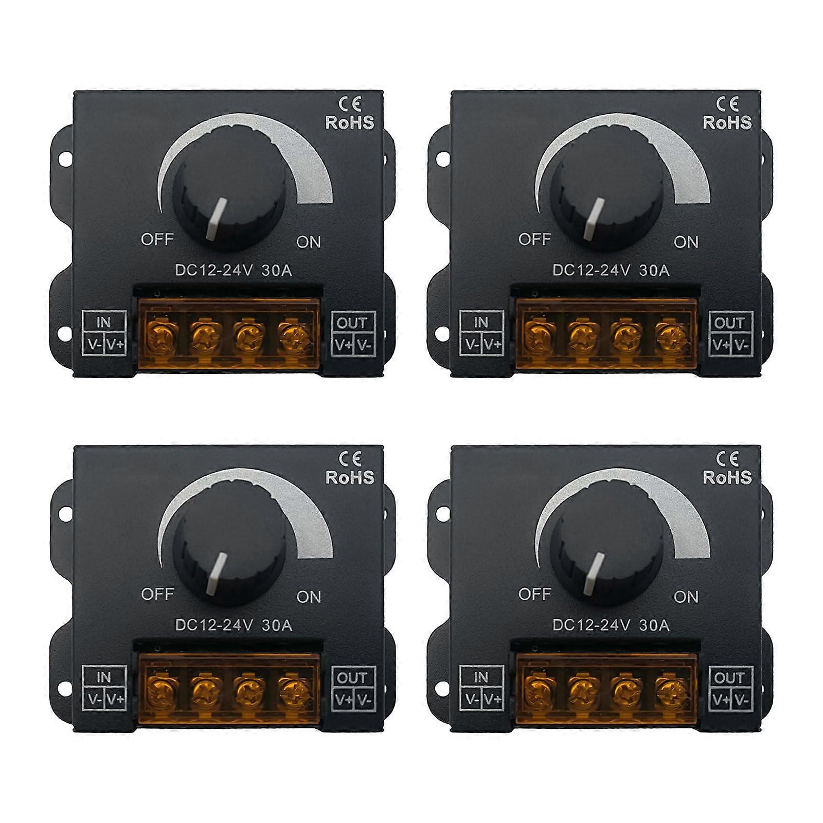4PCS LED Dimmer Switch DC1224V 30A PWM Single Color Strip Light Controller with Knob Control