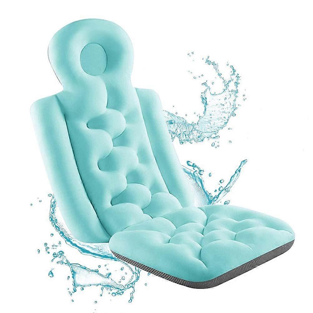 Full Body Bath Pillow with Ergonomic Head Neck Back Support, Breathable QuickDry Mesh, Blue