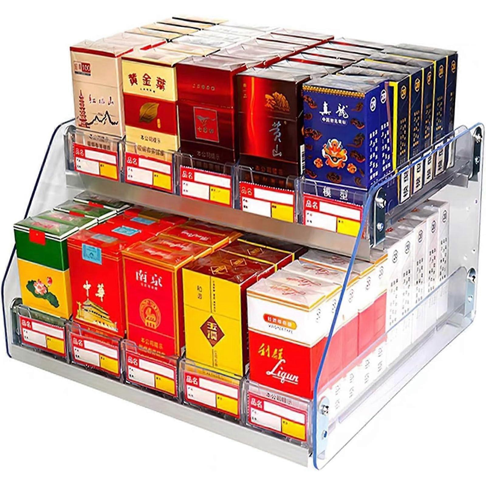 Wall Mounted Cigarette Display Rack with Automatic Pack Dispensing, Clear Acrylic 2 Layers 5 Columns