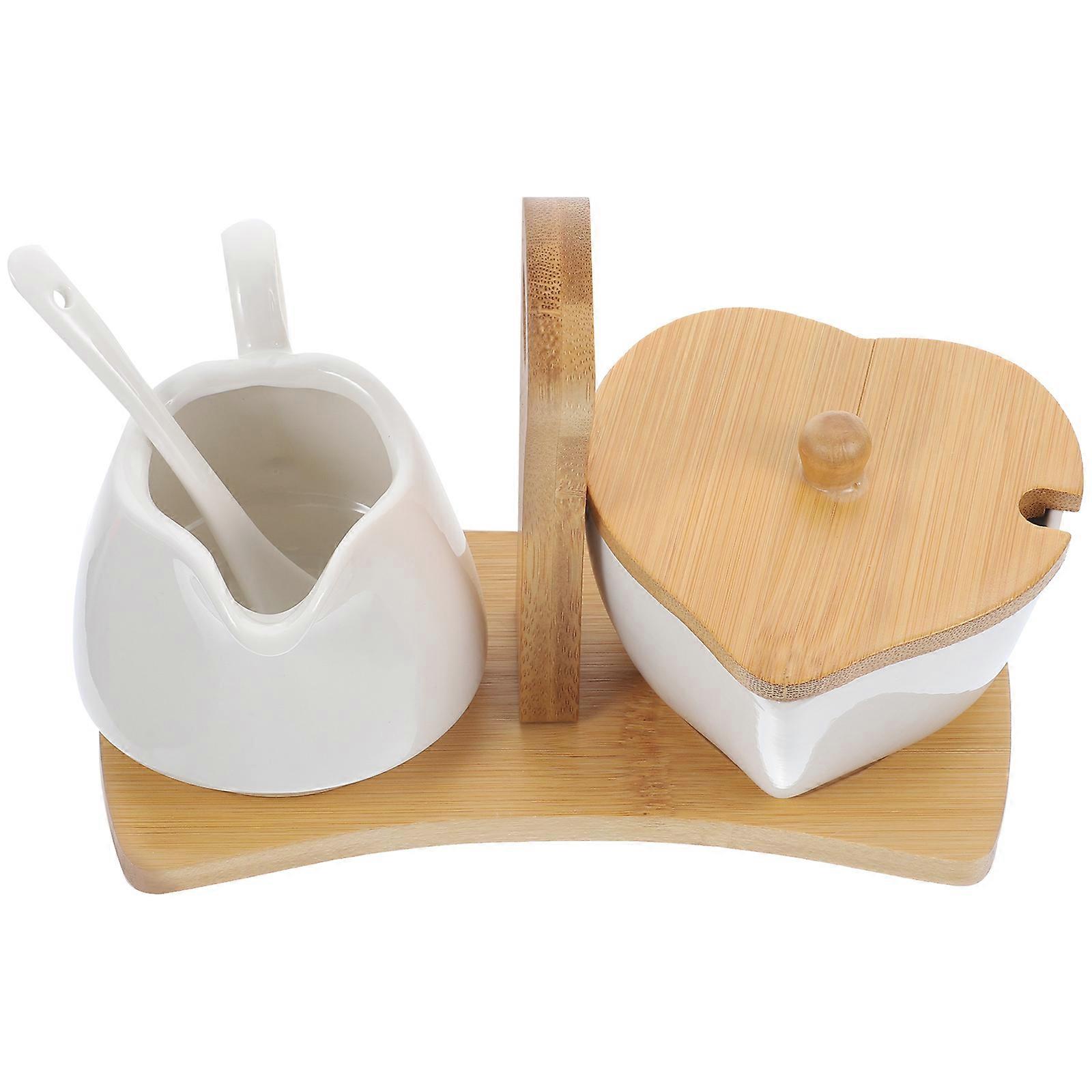 Ceramic Milk Tea Set Sugar and Creamer for Kitchen Use White
