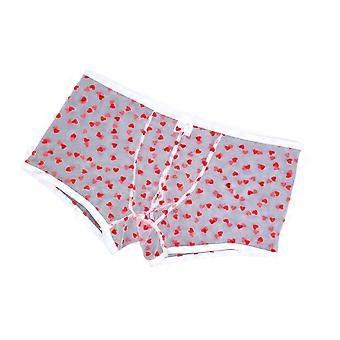 Mens Mesh Boxer Briefs - Mid Rise Elastic Underwear with Heart Print Gift