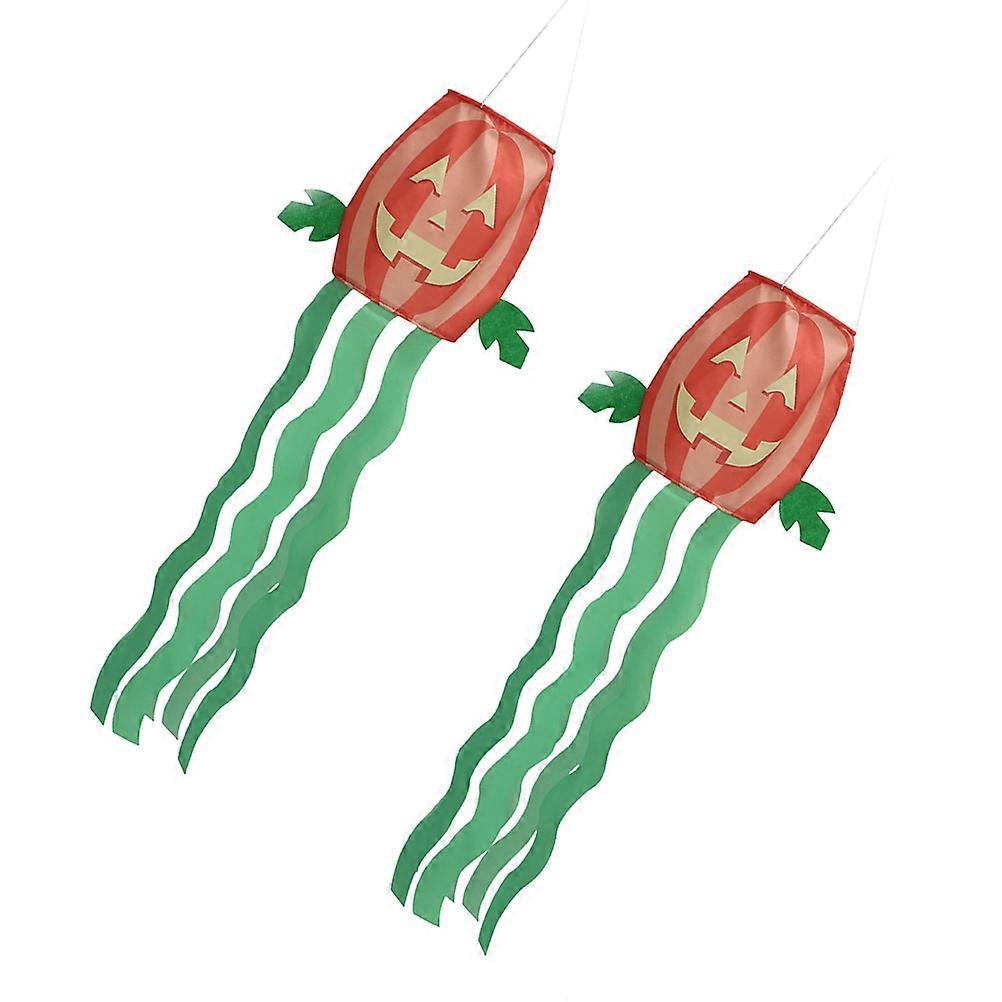 Halloween Wind Sock Decorative Garden Hanging 2Pcs Pumpkin Polyester Flags