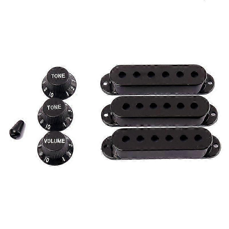 3Pcs Durable Guitar Pickup Cover Volume Tone Knobs Switch Tip Parts Set,Black