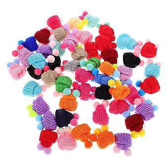 50 Stück Mini-Strickmützen Weihnachtspuppenmützen Mini-Puppenmützen DIY-Strickdekoration