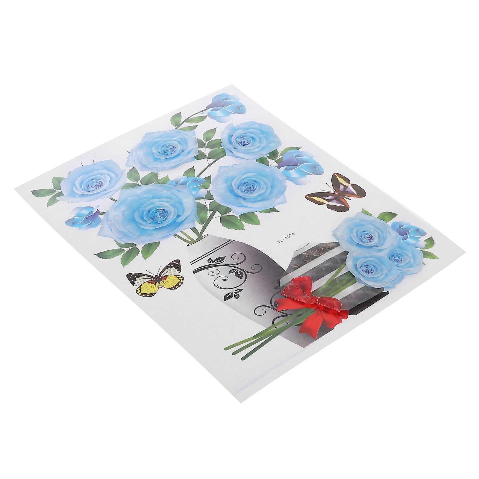 Flower Sticker Three Dimensional Wall Cling for Interior Decor 5 Sheets