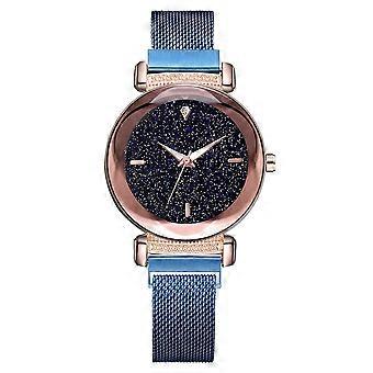 Fashion Alloy Strap Round Dial Watch Women Casual Quartz Magnet Watch (Rose Gold)