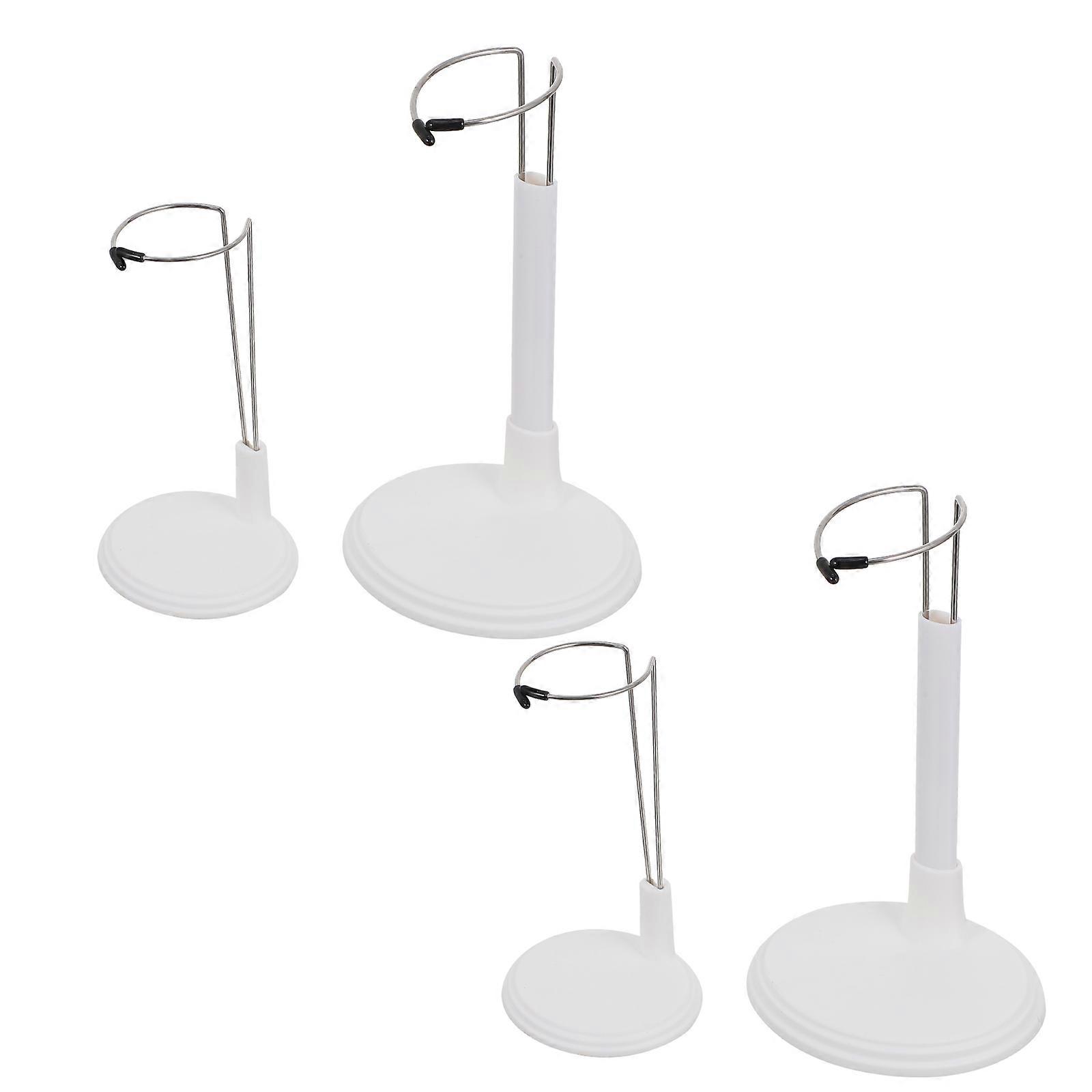White Plastic Doll Bracket Stand Rack for Figures Keeping 4Pcs Round Base