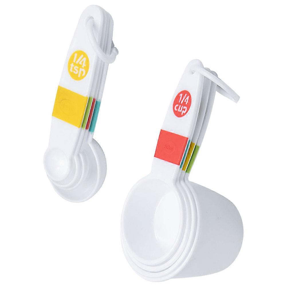 Measuring Cups and Spoons Set for Baking 5Sets White Plastic Reusable Kit