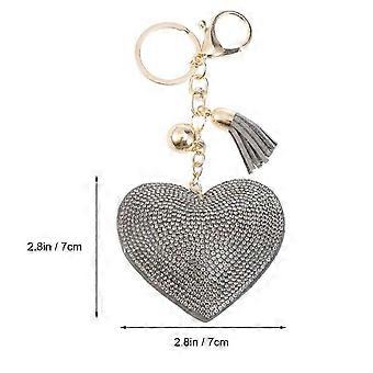 Heart Shape Key Rings Tassels for Keys Holding 1 Piece Grey