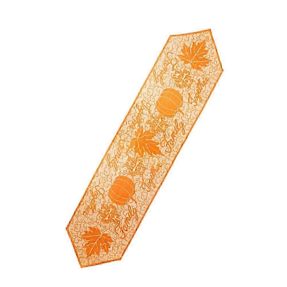 Pumpkin Table Banner Thanksgiving Maple Leaf Pattern for Table Use