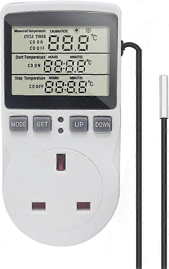 KT3100 Digital Thermostat Temperature Controller Socket Outlet 230V 16A Timer Switch Plug with 1.7m Sensor