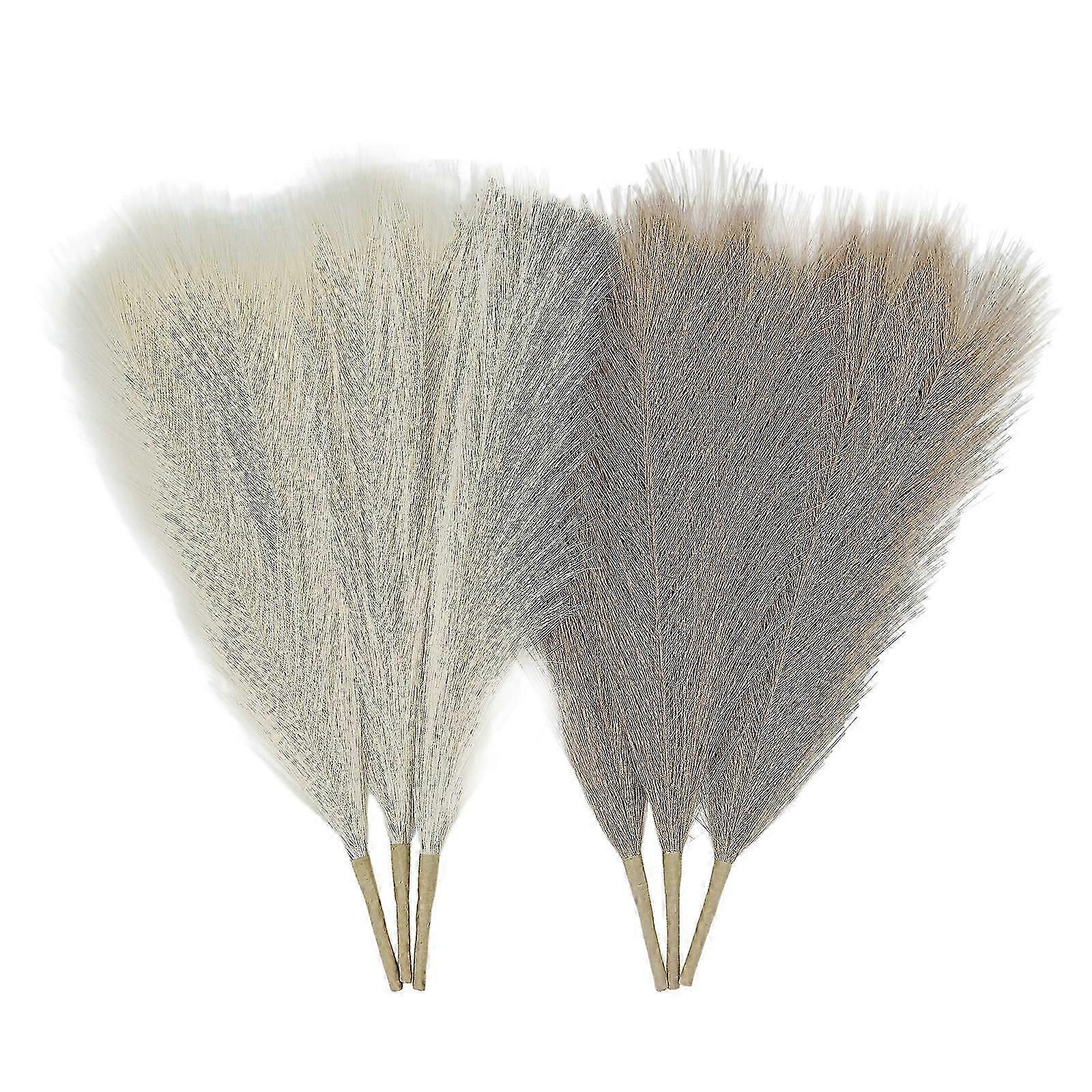 Artificial Pampas Grass 3 Stems Light Coffee & 3 Stems Beige