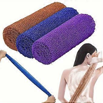 3 Pcs African Net Shower Sponge Set, Brown Blue Purple Exfoliating Body Scrubber, Long Back Scrub Sponge for Men and Women, Smooth Skin