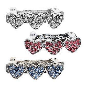 Pet Barrettes Dog Hair Clips Rhinestone Heart Hairpins 6Pcs Set