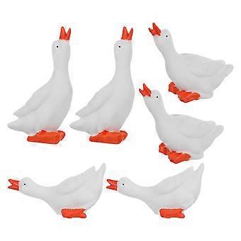 6pcs Miniature Goose Statue Resin Goose Sculptures Tiny Goose Resin Animal Figurine Decoration