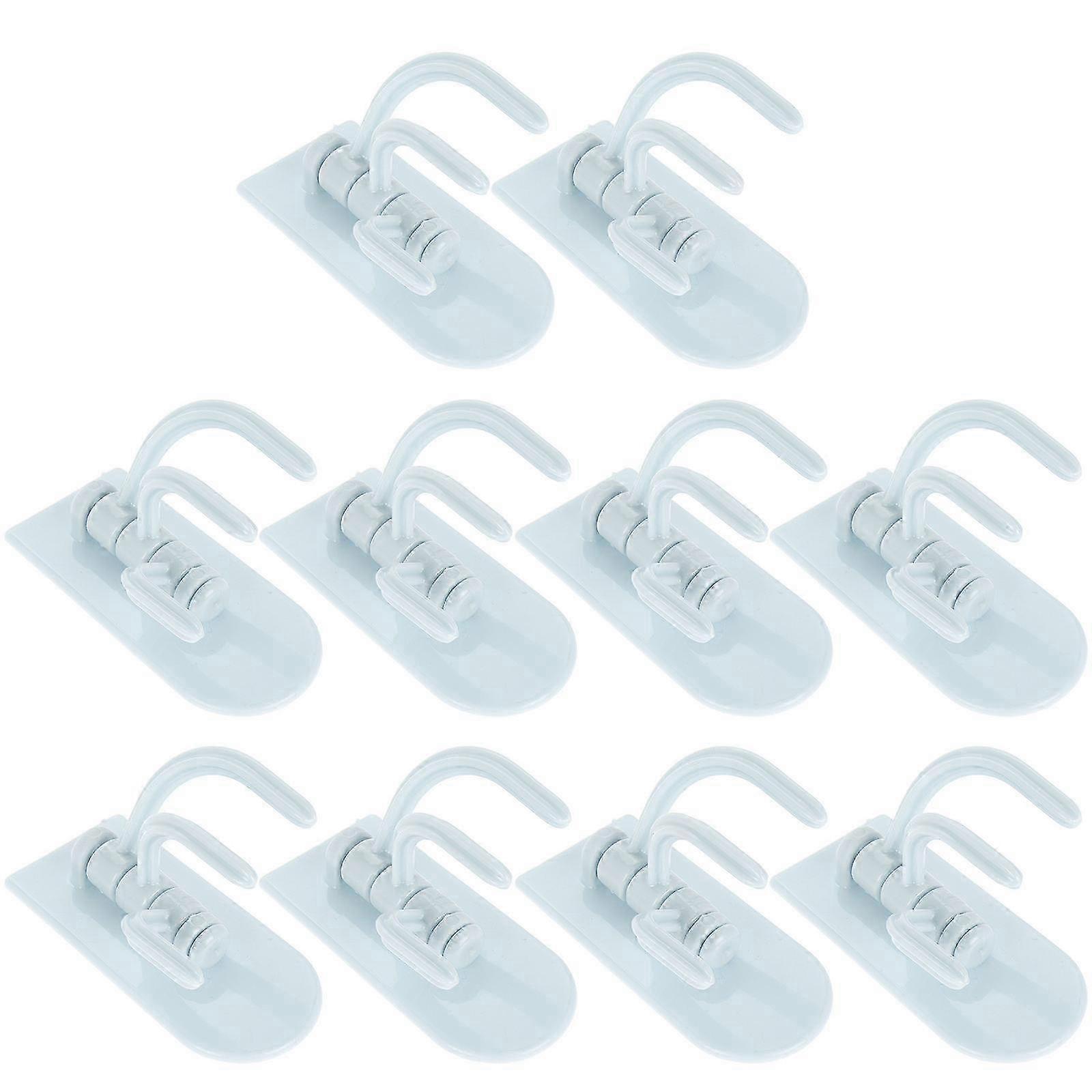10Pcs Wall Mounted Hooks compatible with Storage Multifunctional Three Hook Sky Blue