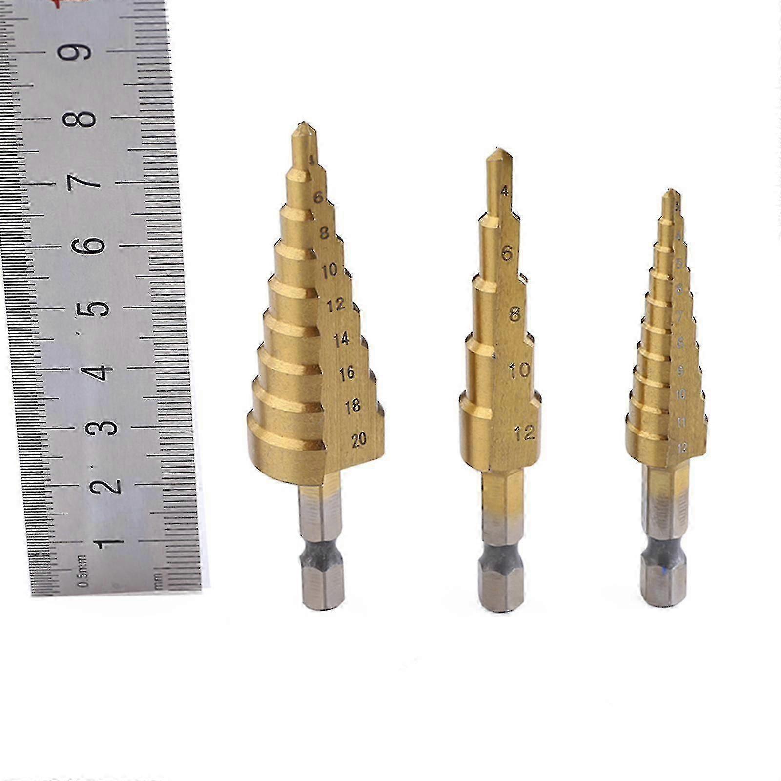 Step Drill Bit Set Alloy Compatible For Punching And Reaming Boards