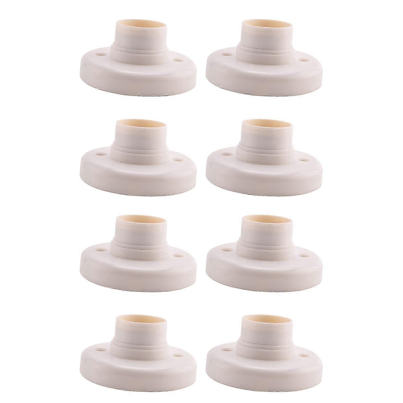 8X E27 Round Plastic Base Screw Light Bulb Lamp Socket Holder White