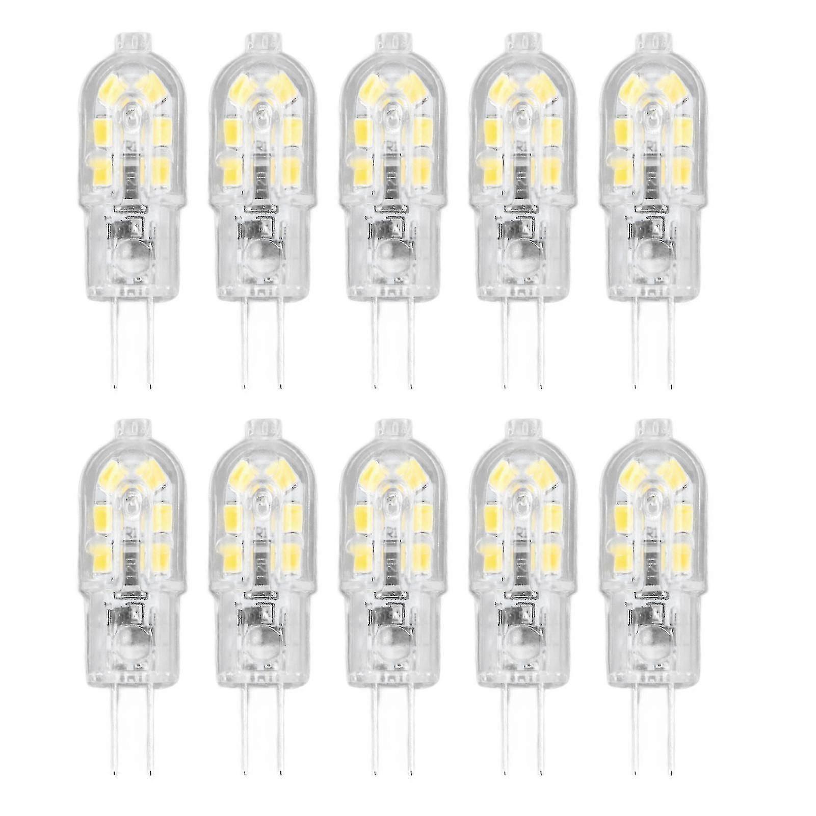 10Pcs G4 Transparent Shell LED Bulbs DC 12V Dimmable Warm Light