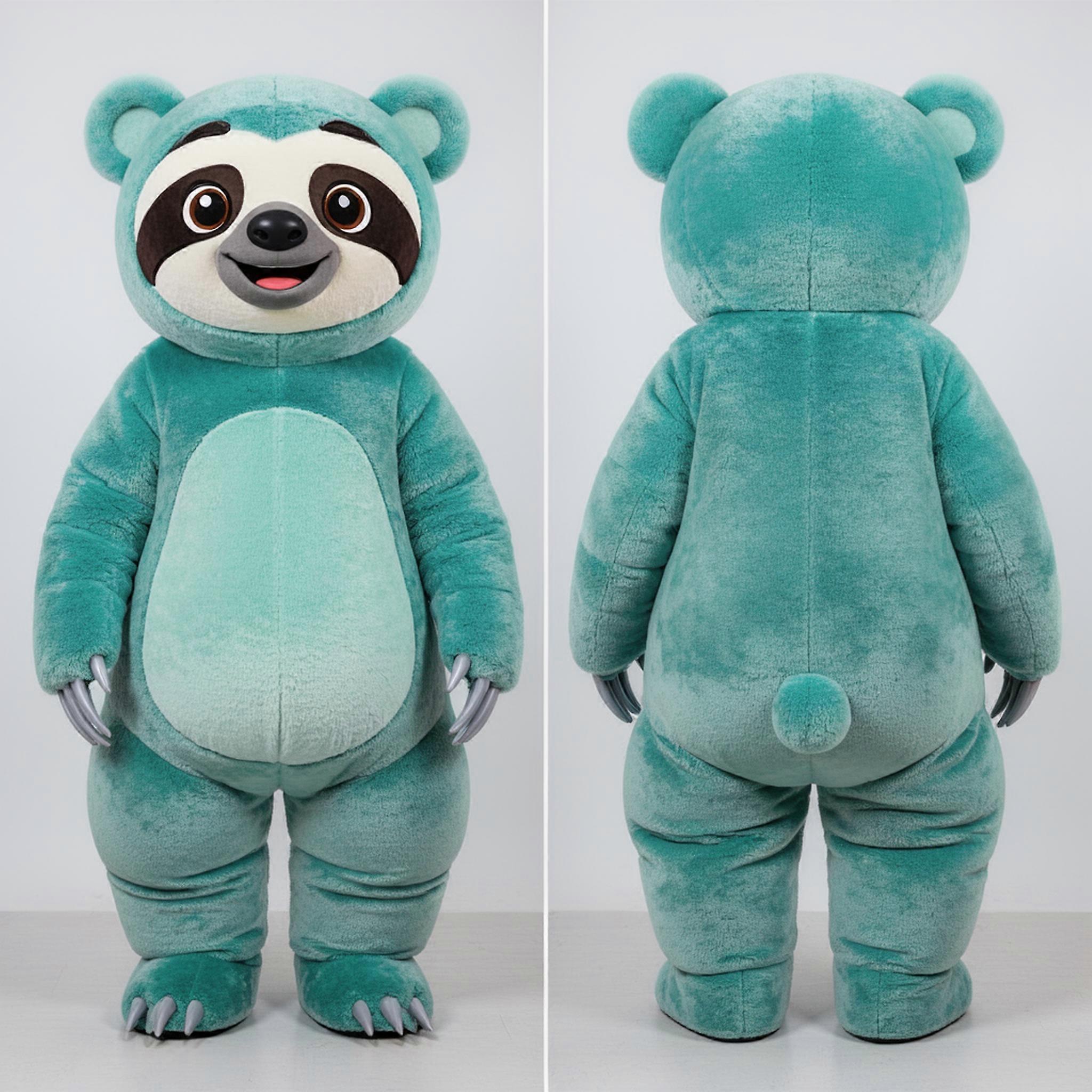 MASTICOT Teal Cartoon Sloth Bear Mascot