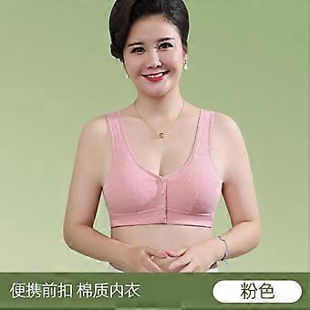 Plus Size Front Closure Wireless Jacquard Vest Bra For Middle Aged Elderly Women
