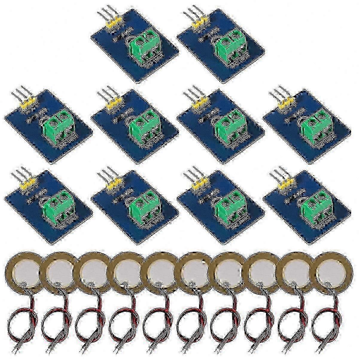 10pcs Analog Ceramic Vibration Sensor compatible with Arduino Piezoelectric Sensor DIY Module.