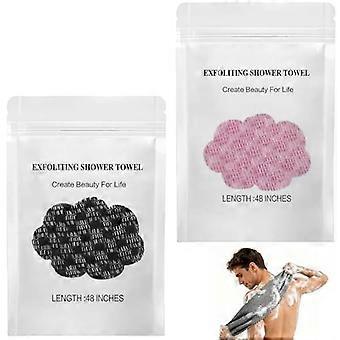 2 Pack Exfoliating Shower Towel, Exfoliating Body Scrubber Bath Towel for Shower, Premium Microfiber Scrub Towel,Deep Cleansing, Remove Dirt, Oil &