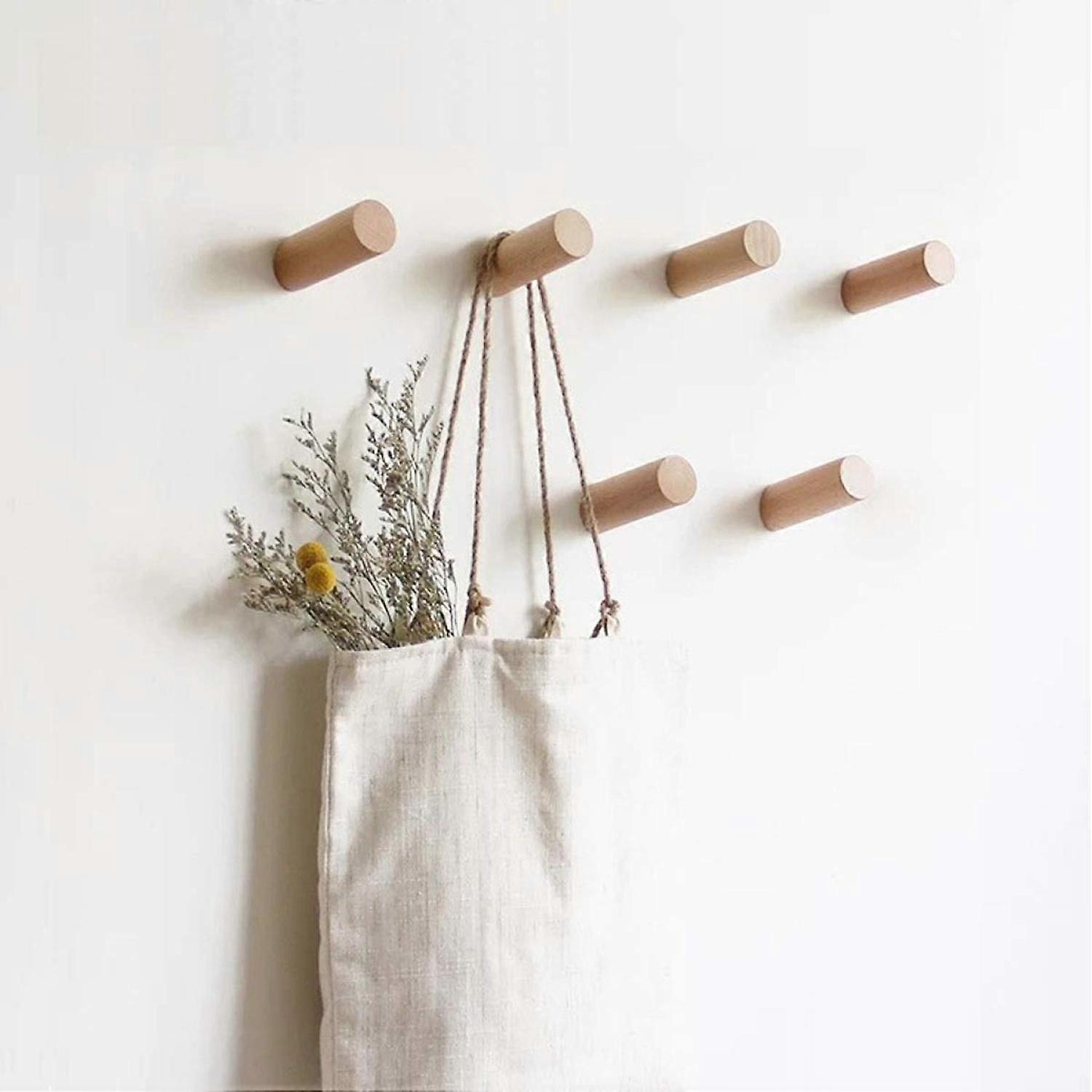 Sturdy Solid Wood Wall Hooks For Entryway Bathroom Kitchen