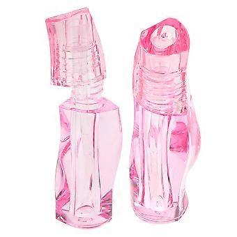 Pink Lip Gloss Tubes Refillable Twist Shape Lip Glaze Tube Holder 2Pcs