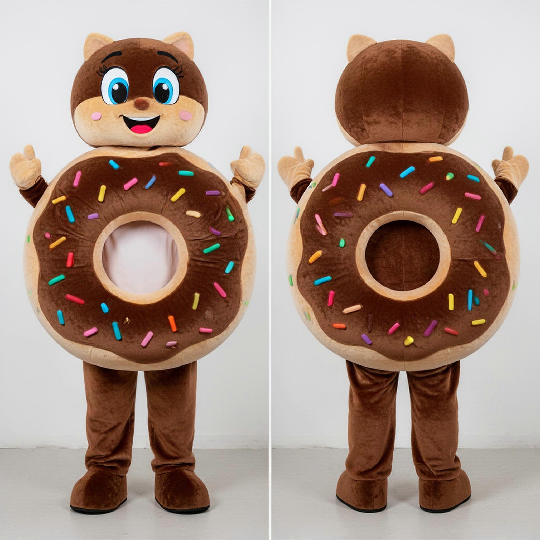 MASTICOT Velvety Brown Glazed Donut Mascot