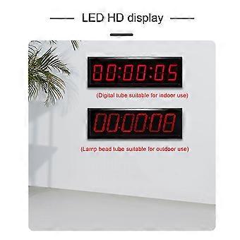 Cronómetro LED de 1,5 pulgadas con pantalla roja de 6 dígitos para carreras, gimnasios y eventos. Cuenta atrás/cuenta adelante (12/24 horas) con cronómetro y control remoto.