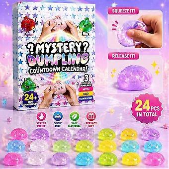 Fidget Squishy Toy, Blind Box Countdown Gift Box, Soft Crystal Stress Relief Squeeze