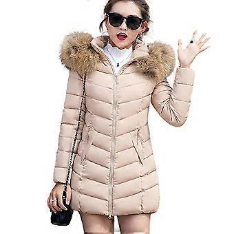 Warm Hooded Cotton Jacket, Windproof Elegant Winter Coat