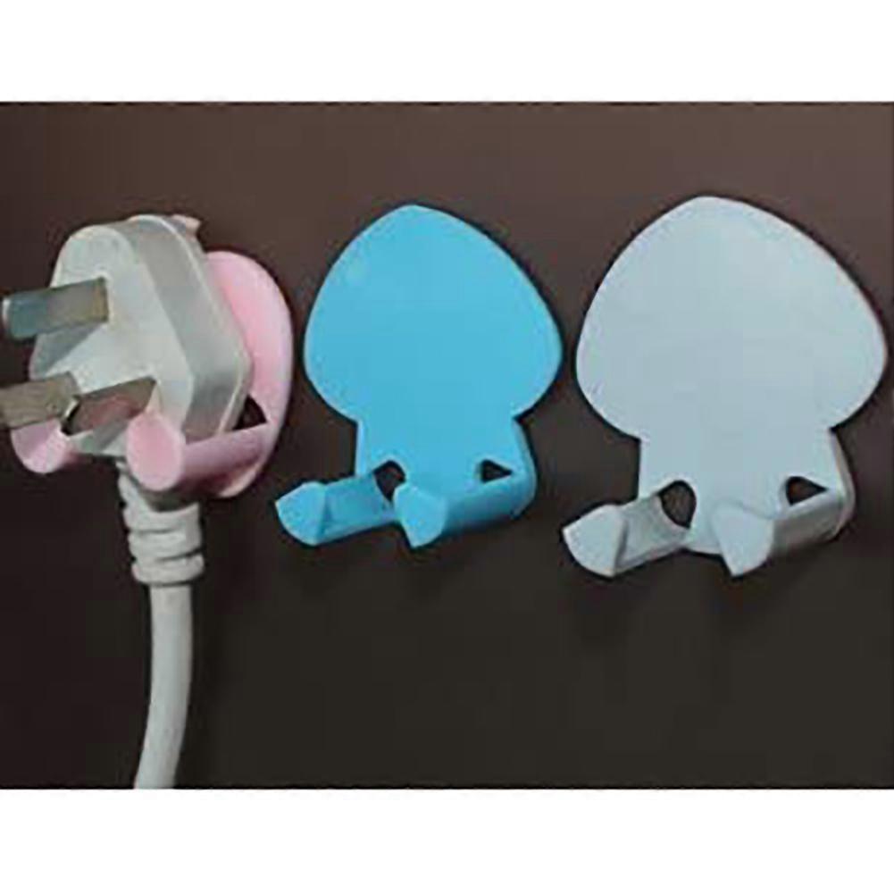 Multi functional Wall Plug Holder Self Adhesive Storage Hook Home Kitchen Hanging Decor White
