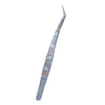 Stainless Steel Curved Stickers Tweezers Anti-static Cartoon Lashes Extension Tweezer High Precision Eyelash Curler