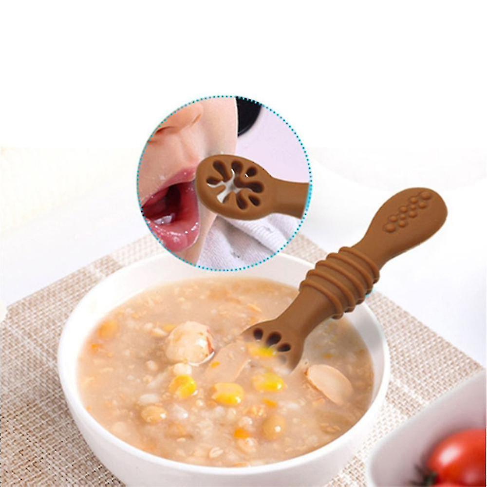 2pcs Silicone Training Spoons Baby Feeding Stage Kits