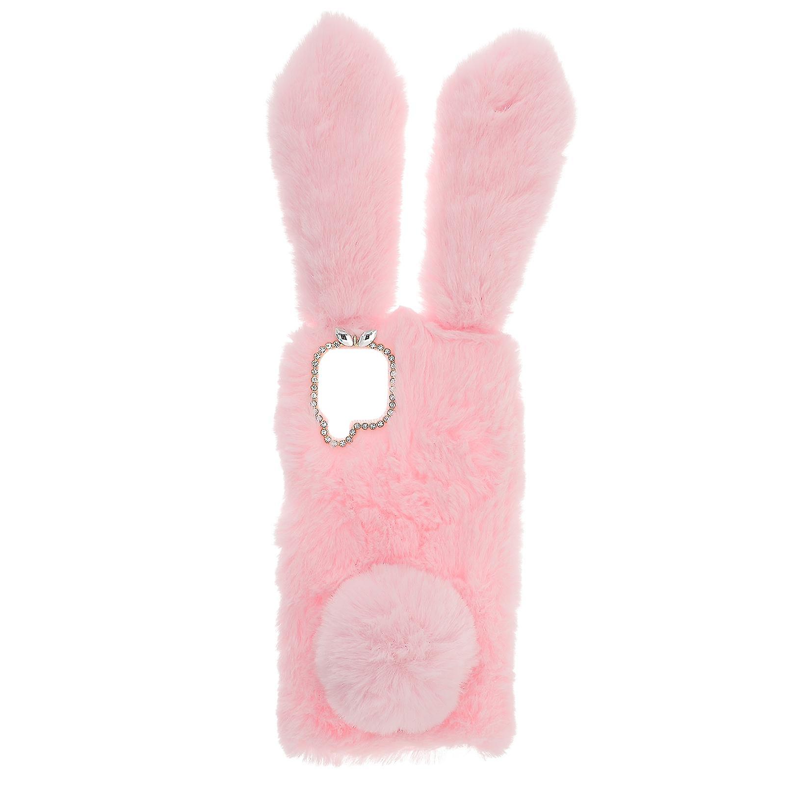 Furry Phone Shell Bunny Ear Plush Cellphone Case Compatible With S21 Plus 5g