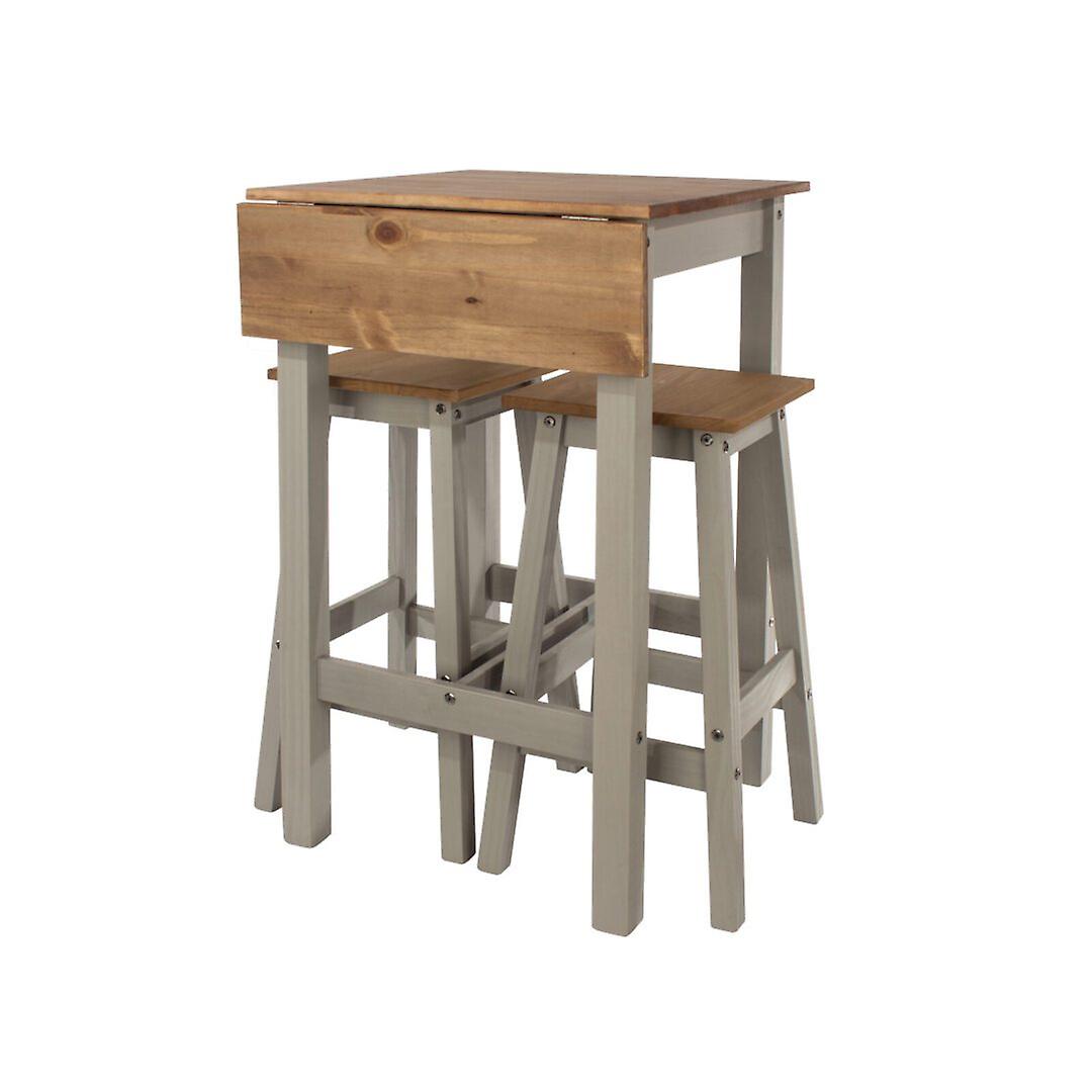 Dinea Drop Leaf Breakfast Table & Two High Stools Set.