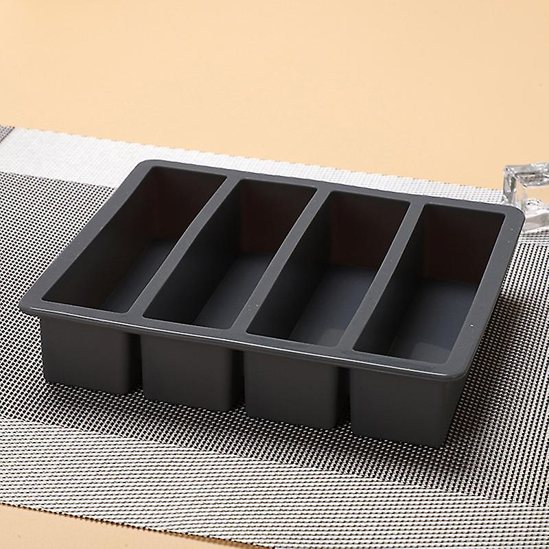 1pc 4 Grid Long Strip Silicone Ice Cubes Square Tray Mold Diy Cube Ice Mold