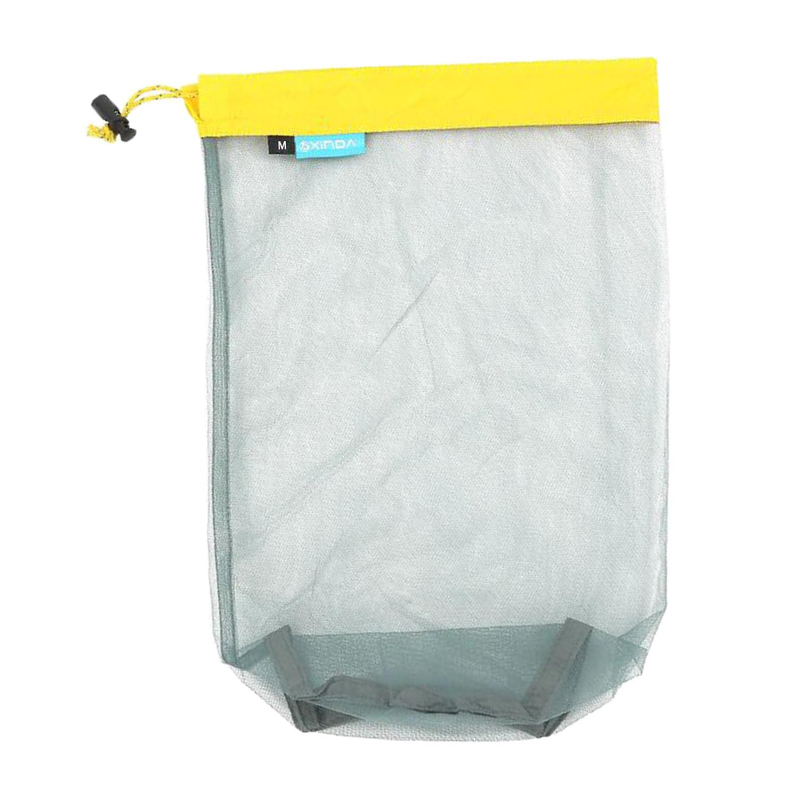 Ultra Lichte Stuff Sacks Nylon Mesh Drawstring Storage Bag voor Camping Reizen Geel M