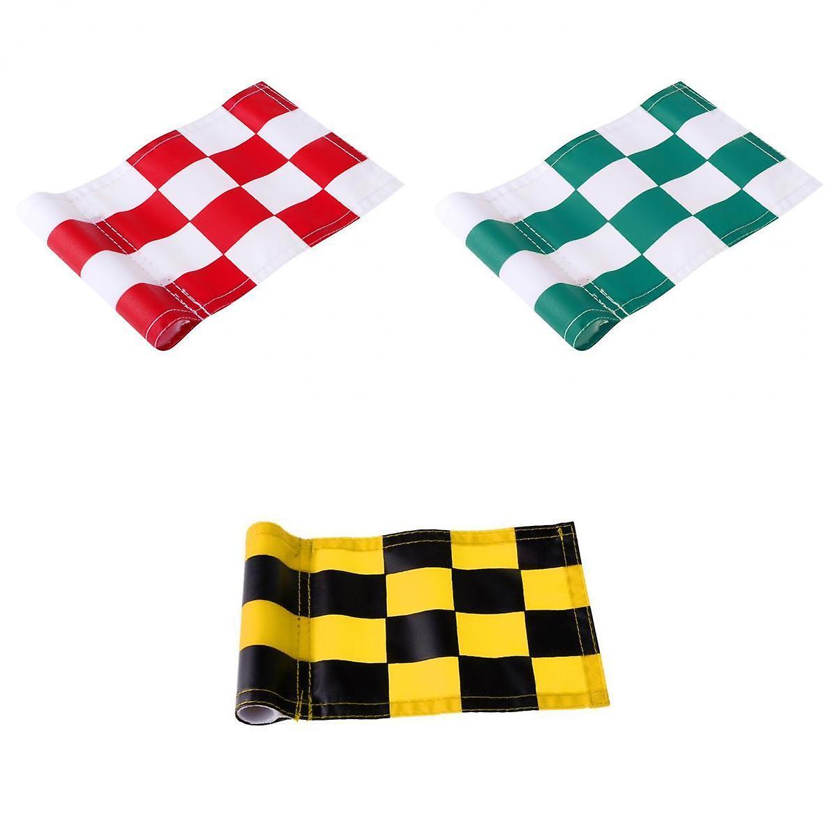3pc Golf Practicing Training Nylon Putting Green Chequered Flags