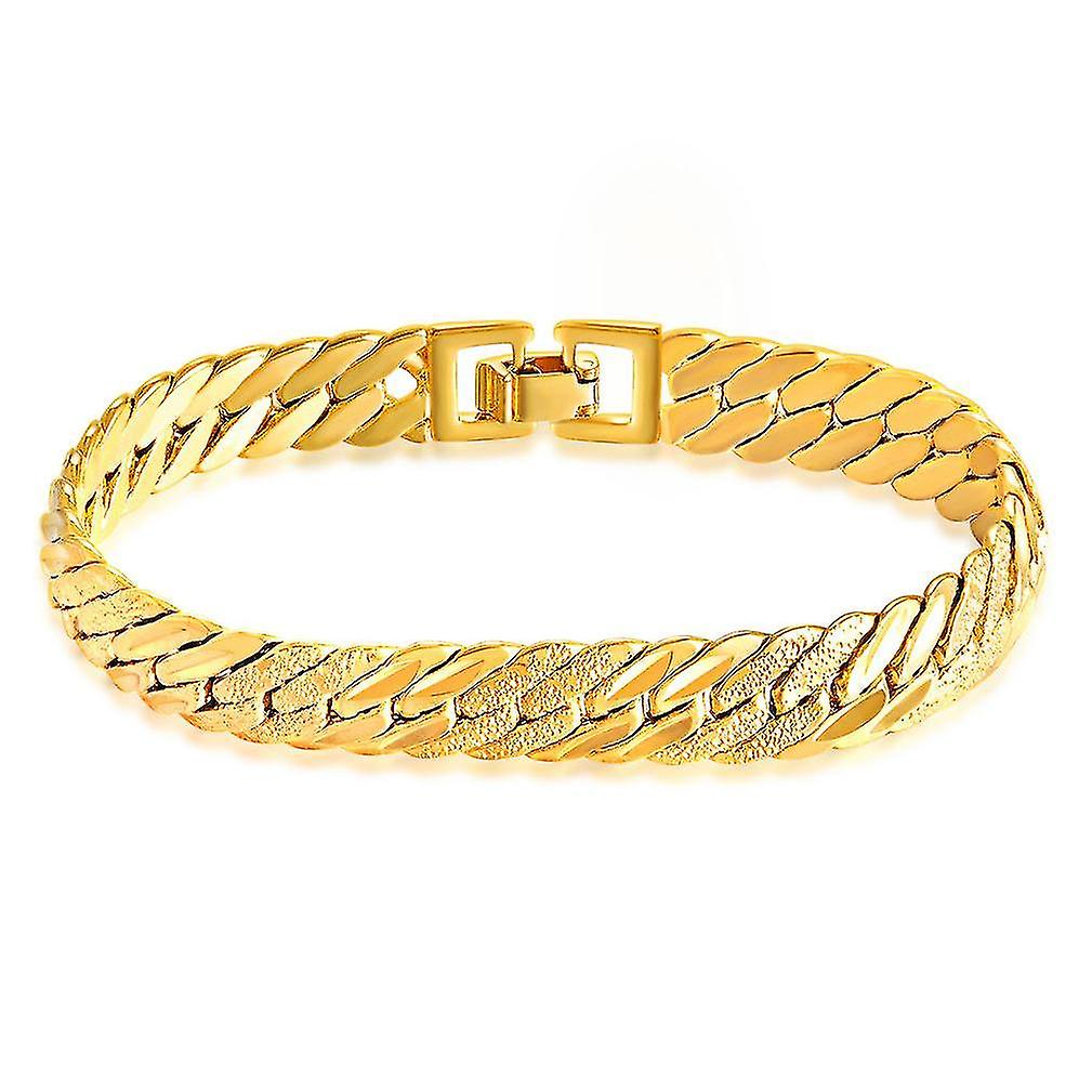 Wide Bellow Cross Parallel Gold-plated Copper Titanium Steel Bracelet