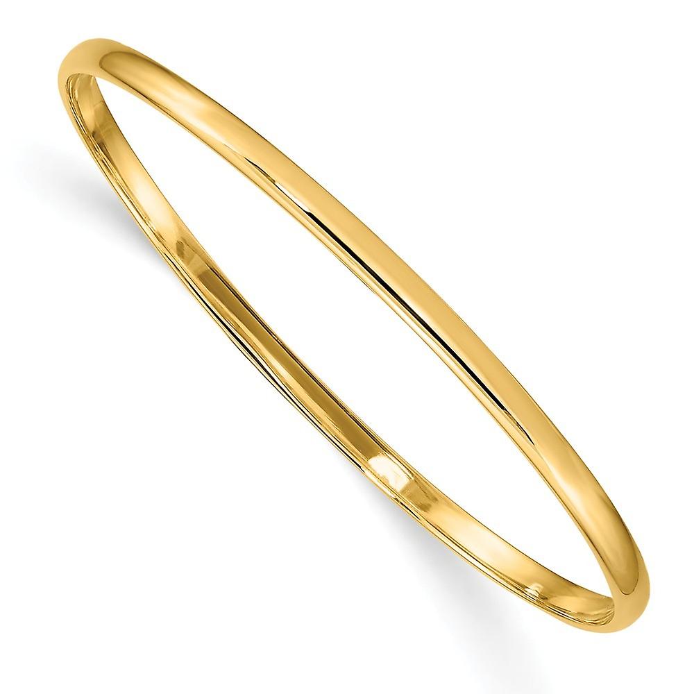 14k Yellow Gold Slip on Polished 2.5mm-Slip on 5.5 Inch ID Bangle Bracelet Cuff-Bracelet - 4.1 Grams