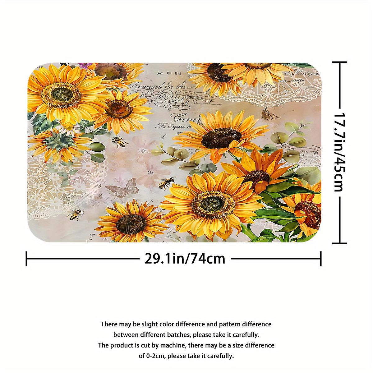 1pc Sunflower & Bee Bathroom Set - Anti-slip Bath Mat Shower Curtain And Toilet Cover - Flowers Pattern Bathroom Accessories For A Cozy And Inviting