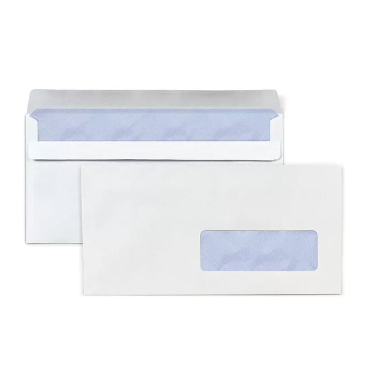75 white paper envelopes with window - 11 x 22 cm