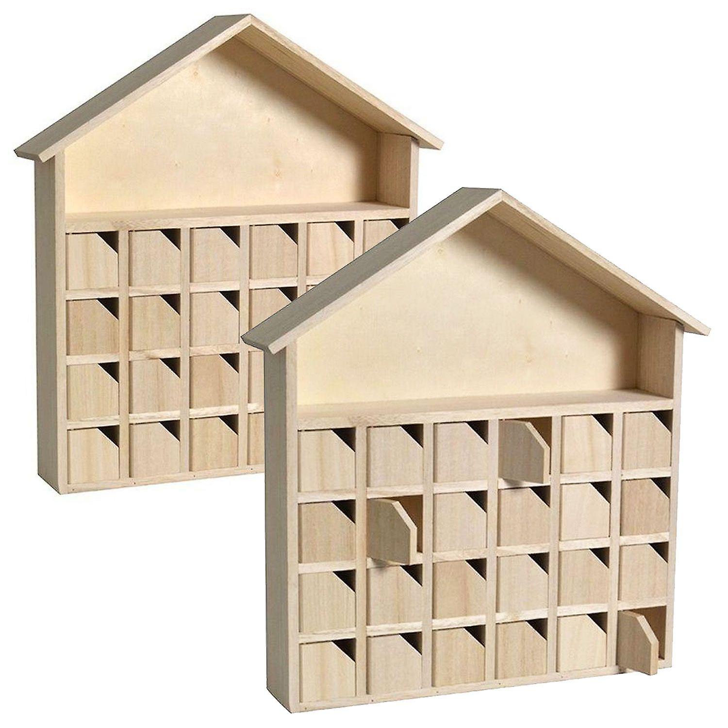 2 wooden Advent calendars House 31.5 x 7 x 34 cm