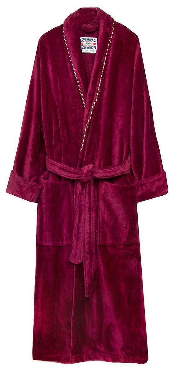 Bown of London Duchess Plain Velour Dressing Gown - Claret Burgundy