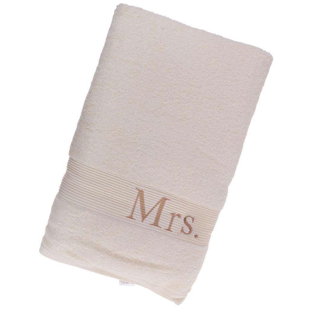 Fiançailles de mariage coton brodé serviettes de bain faveur de mariage Mme crème