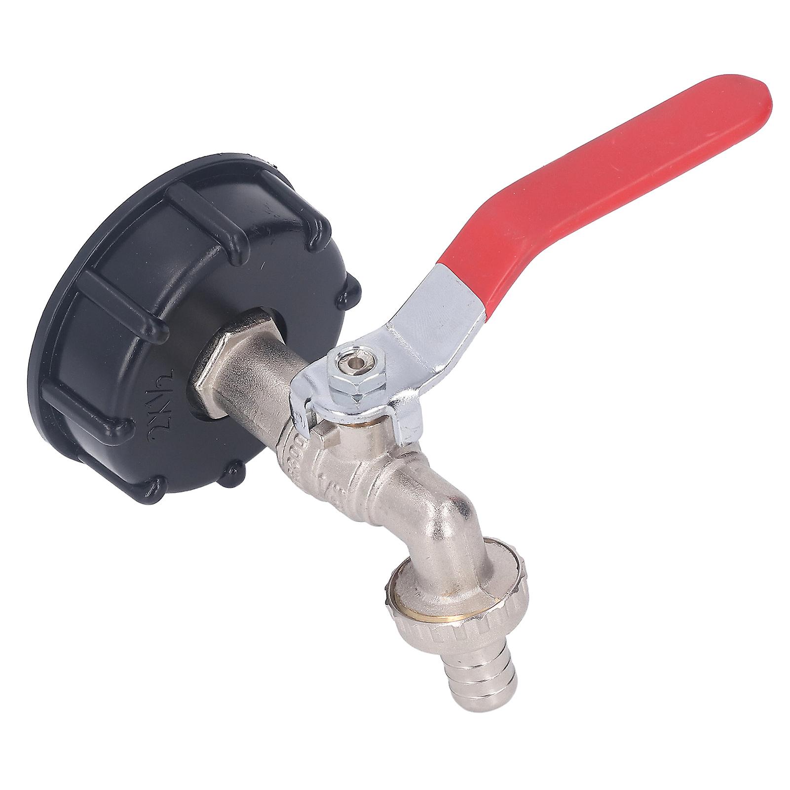 IBC Tote Adapter, 1/2in Leakproof Brass Valve Coarse Thread for 275‑330 Gallon Water Tank Garden Hose Connector Fitting, Reinforced and Thickened