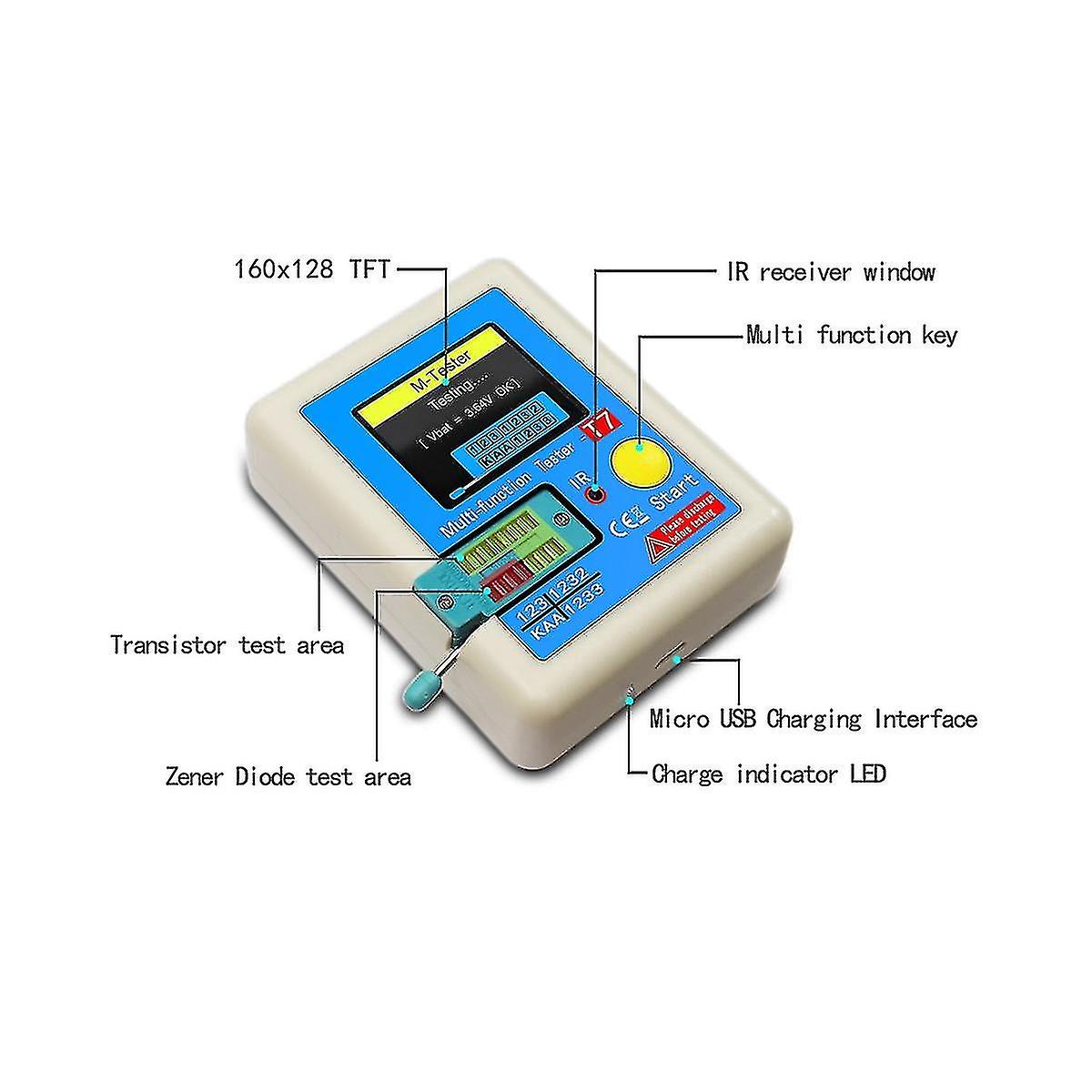 Tester LCR-T7 Multifunzione Con Display TFT A Colori, Misura Transistor, Diodi, Condensatori, Induttori, Con Batteria Ricaricabile - 4